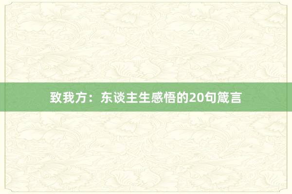 致我方：东谈主生感悟的20句箴言
